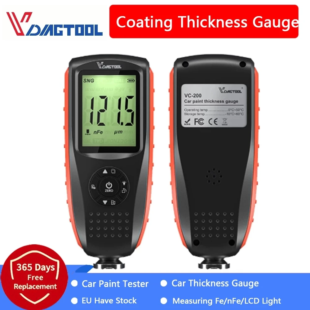 

Измеритель толщины лакокрасочного покрытия автомобиля VDIAGTOOL VC100 VC200 VC300, 0-1500