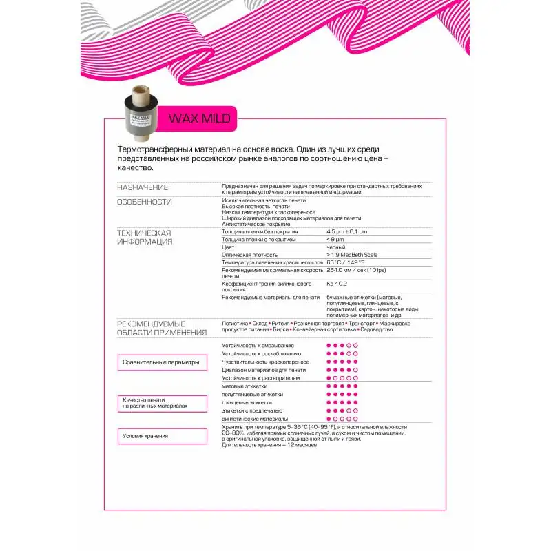 Риббон 110мм х 300м OUT Wax Mild вт.25 1365303 | Компьютеры и офис