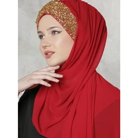 hijab muslim women head turbans for women scarf fashion shawls foulard hand embroidered practical shawl turbante mujer chiffon