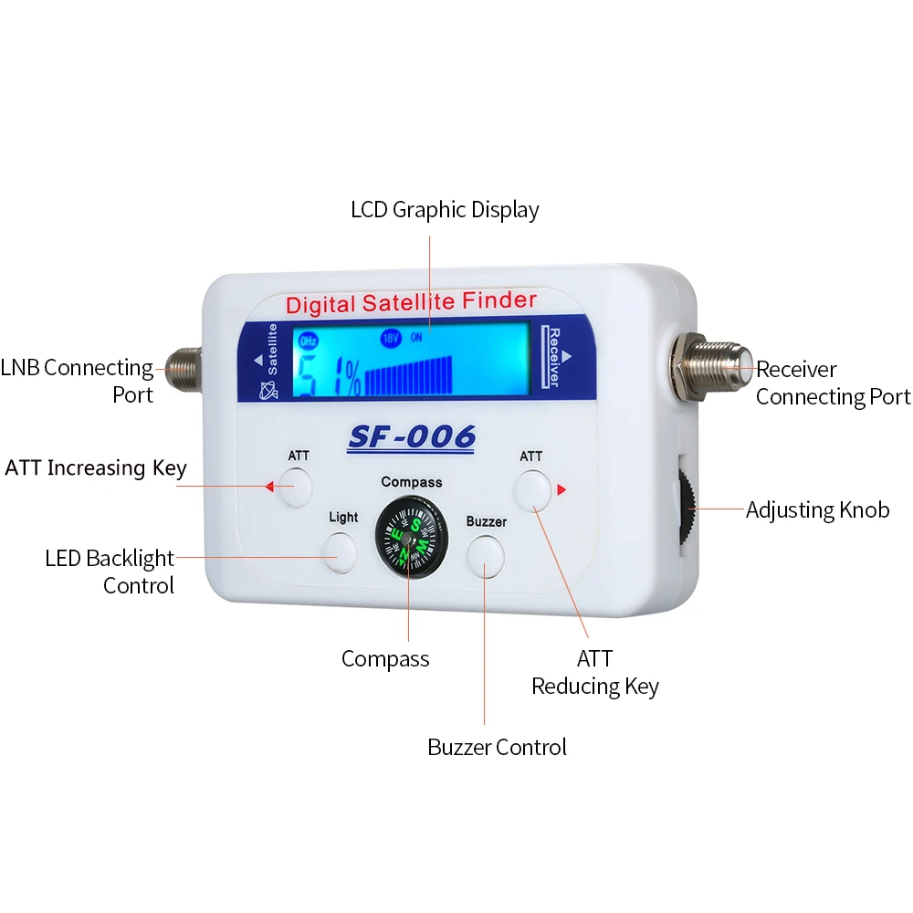 SF-006 Digital Satellite Finder Signal Meter Mini with LCD Display Satfinder Compas | Инструменты