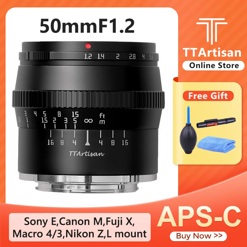 TTArtisan 50 мм f1. 2 фотообъектив для Canon M Sony E Fujifilm X Nikon Z Leica L M43 M4/3 Объективы фотосъемки с