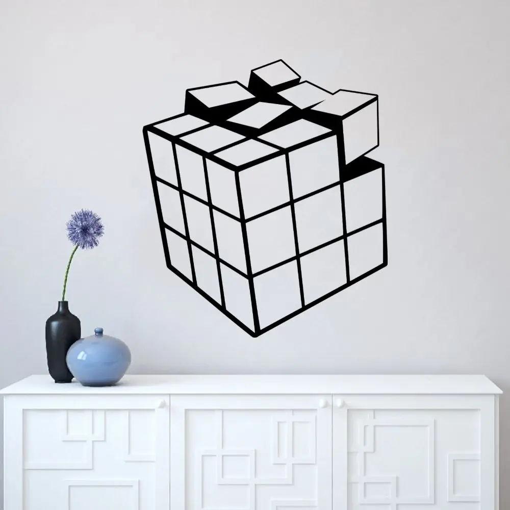 3d Rubiks Cube Mural Art Wall Sticker for Boy Kid's Room Decoration Removable A002393