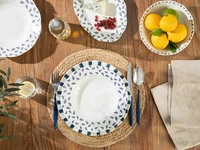 Premium Quality Bone China Clover Dotted Porcelain Serving Plate White Blue Kitchen Decorations Home Appliances Sister Mom G ft