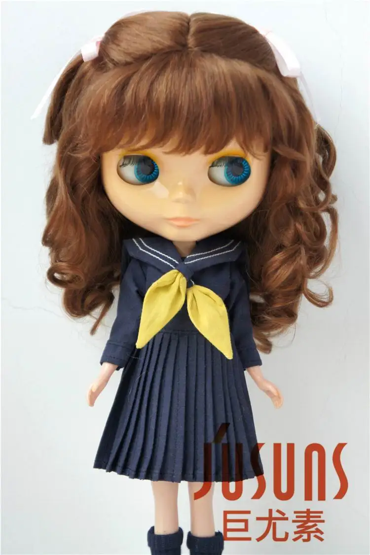JD187 Размер 9-10 дюймов и 10-11 BJD мохер кукла парик длинная мягкая волна с 2 Пони Парики