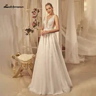 Lakshmigown богемное свадебное платье с треугольным вырезом, с аппликацией в виде 3D Флора ТРАПЕЦИЕВИДНОЕ свадебное платье из тюля на простой Свадебное платье bestidos Де Новия