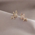 Маленькие простые серьги с цирконом в Корейском стиле, темпераментные милые серьги с оленями для женщин, подарок на день рождения, модные украшения