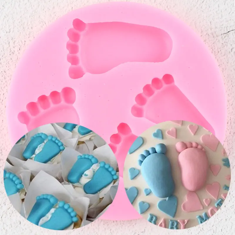 

3D с детскими следами торт границы силиконовые формы вечерние Fondant (сахарная) Топпинг для кексов формы торт декоративные инструменты шоколад...