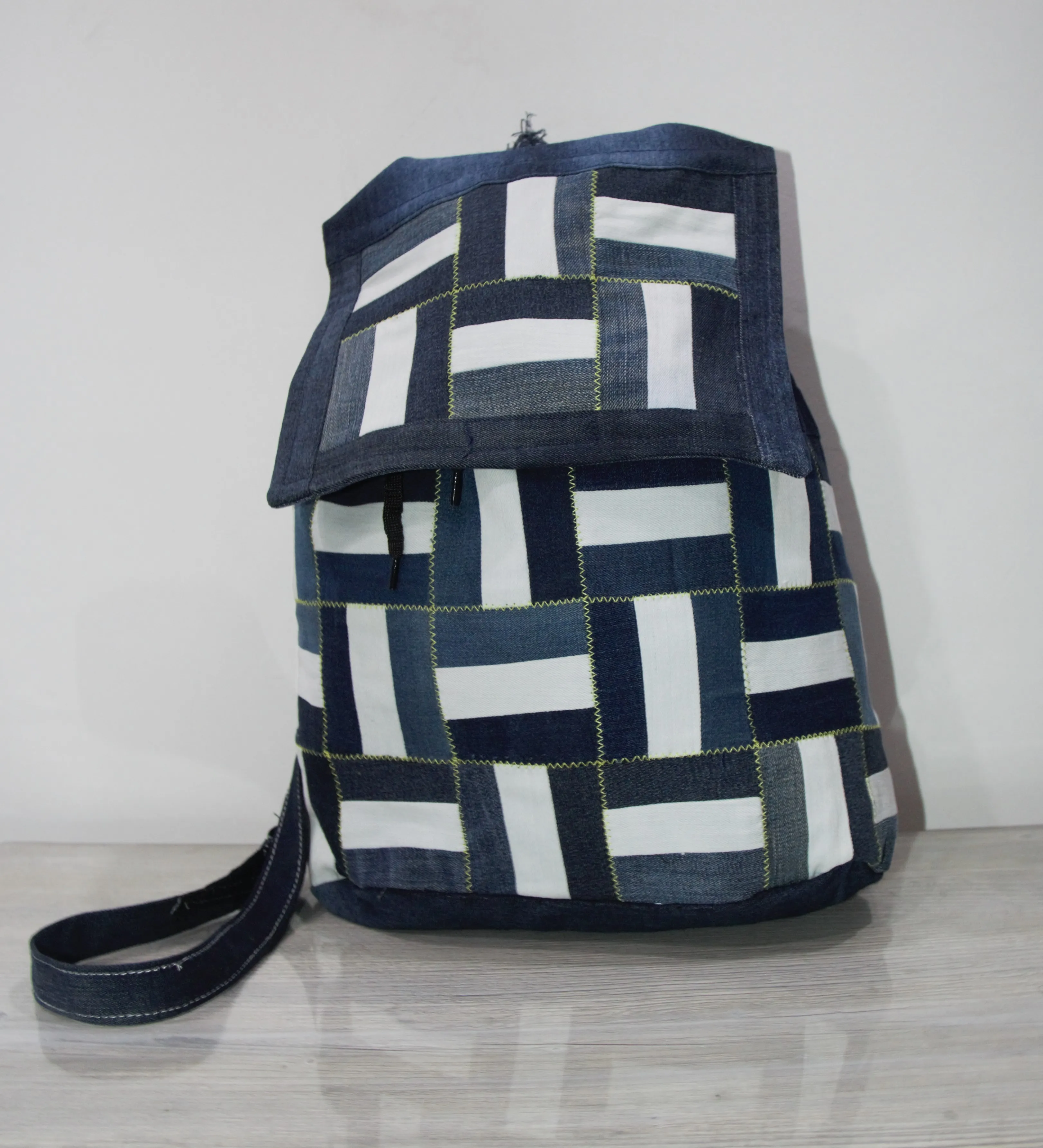 

Рюкзак ручной работы из переработанного денима, хиппи, женский джинсовый мессенджер для езды на велосипеде, модный экологичный тоут