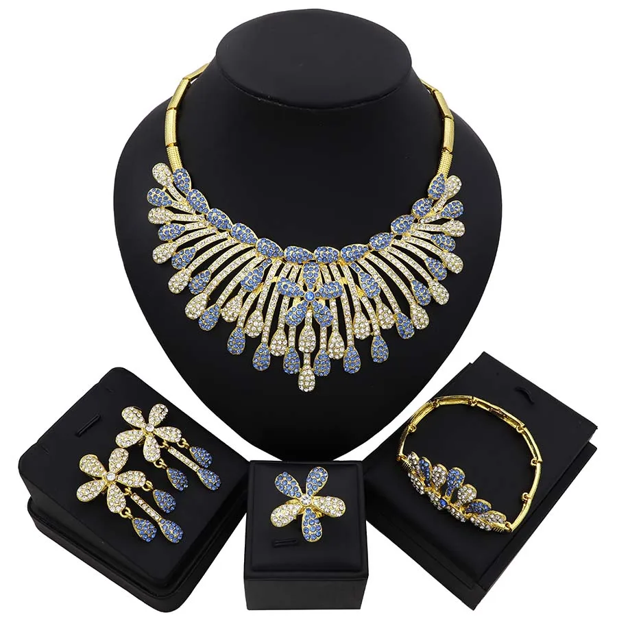 TSROUND расцвета синие Бусины Цветок Кулон абстрактные украшения из Дубая