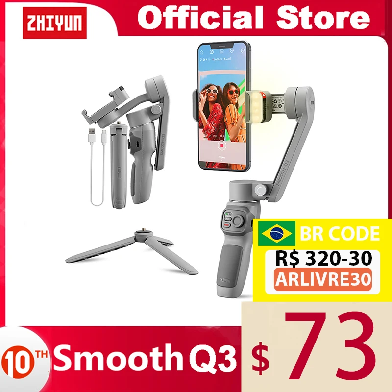 zhiyun official smooth q3 phone gimbal 3 axis smartphone handheld stabilizer for iphone 13 pro max samsung s20 fe free global shipping