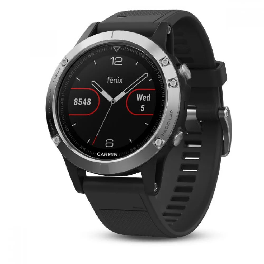 Garmin Fenix 5 серебристые с черным ремешком | Электроника