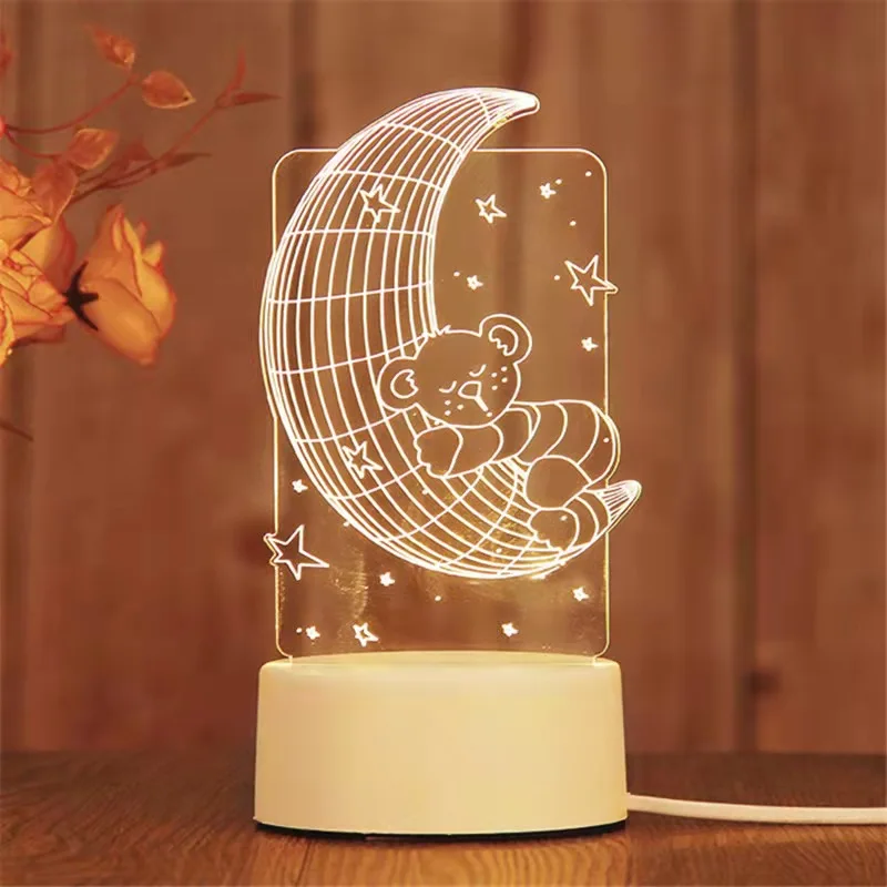 

Attractive sweet moon bedroom hotel castle Guitar shape decoration 3D three-color custom made logo Night Light Table Lamps