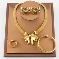 africa nigeria bowknot jewelry fashion dubai jewelry set necklace bracelet earring set ladies weddings party accessory gift