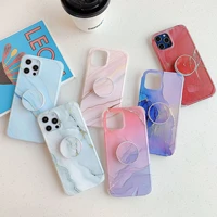 colorful marble folding bracket phone case for iphone 11 12 pro max xs max x xr 7 8 plus soft imd shockproof holder back cover