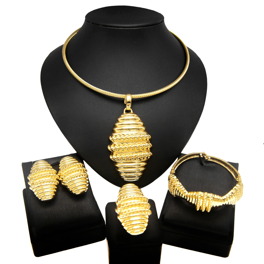 Yulaili Женский комплект серьги кольцо 2022 модные новые Ювелирные наборы для женщин Дубай золотые ювелирные наборы высокого качества