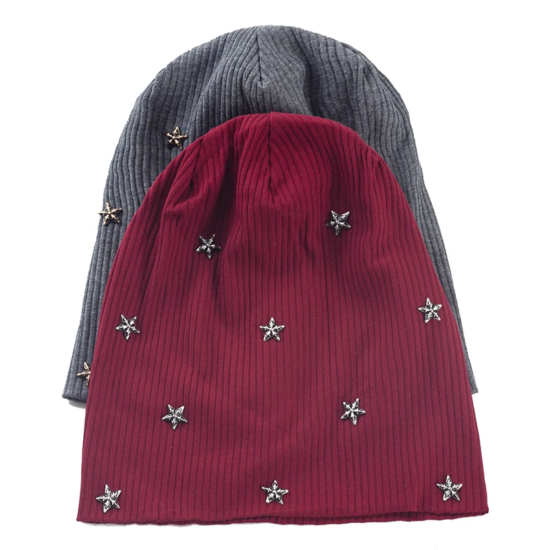 Вязаные облегающие шапки в полоску для мужчин и женщин зимние теплые женская