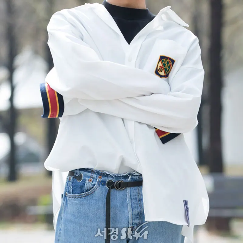 Kim Taehyung Embroidery Shirt Korean Street Style Harajuku Top Loose Long Sleeve Bangtan Boys Hip Hop Fashion Ins Clothes Unisex