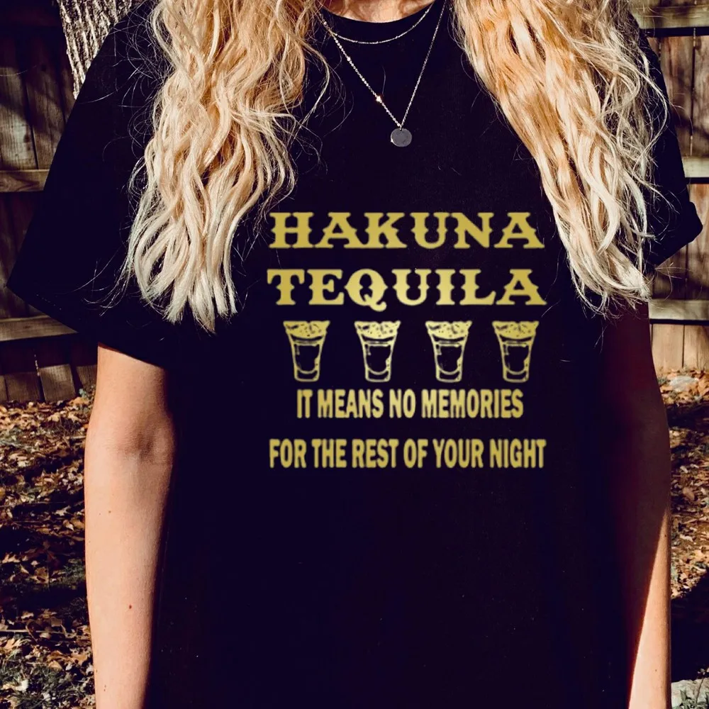 

Женская хлопковая Футболка Hakuna teквилла, летние топы 2021, забавная винтажная Женская трендовая модная одежда в американском стиле Харадзюку