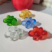 huanzhi new transparent acrylic flower rings geometric irregular round beads finger ring for women girls party jewelry gifts