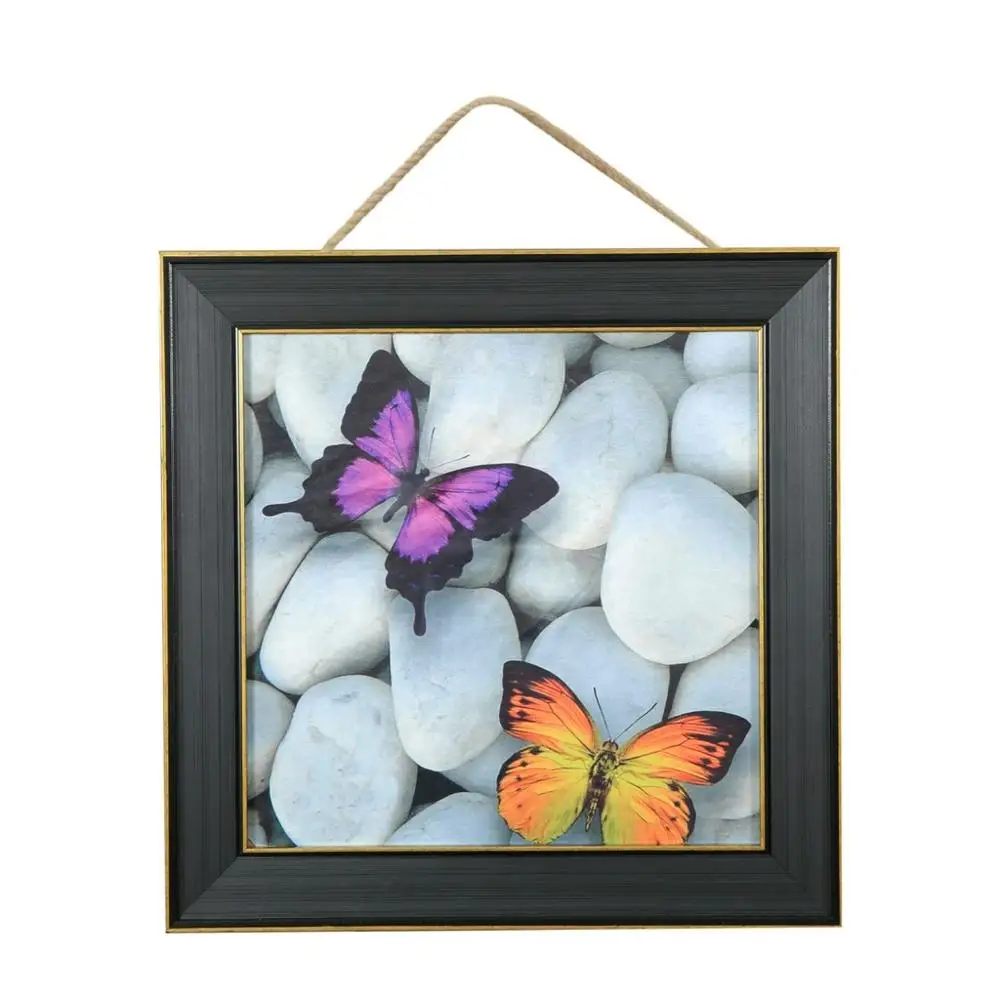 

Digital Printed Table Wooden Framed Glazed Butterfly Stones