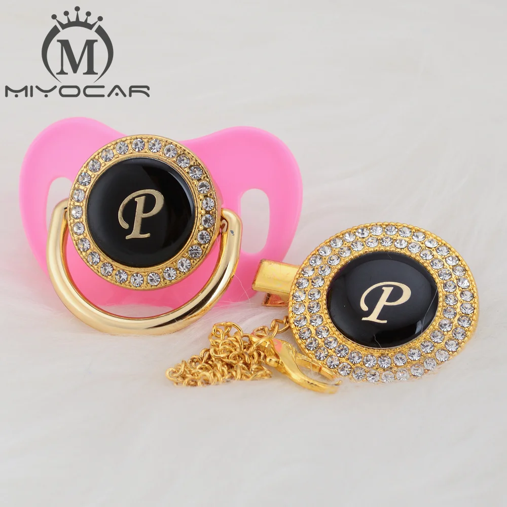 MIYOCAR name Initial letter P элегантная Серебряная шикарная пустышка и без BPA уникальный