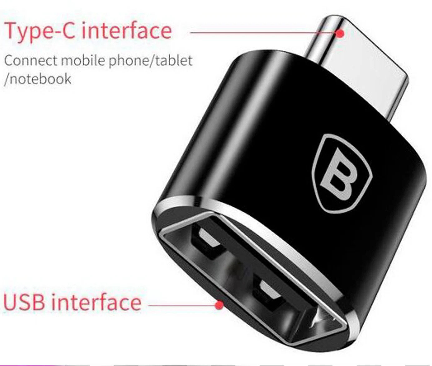 Baseus Mini USB Female to Type-C Male Adapter Converter переходник адаптер для телефона планшета