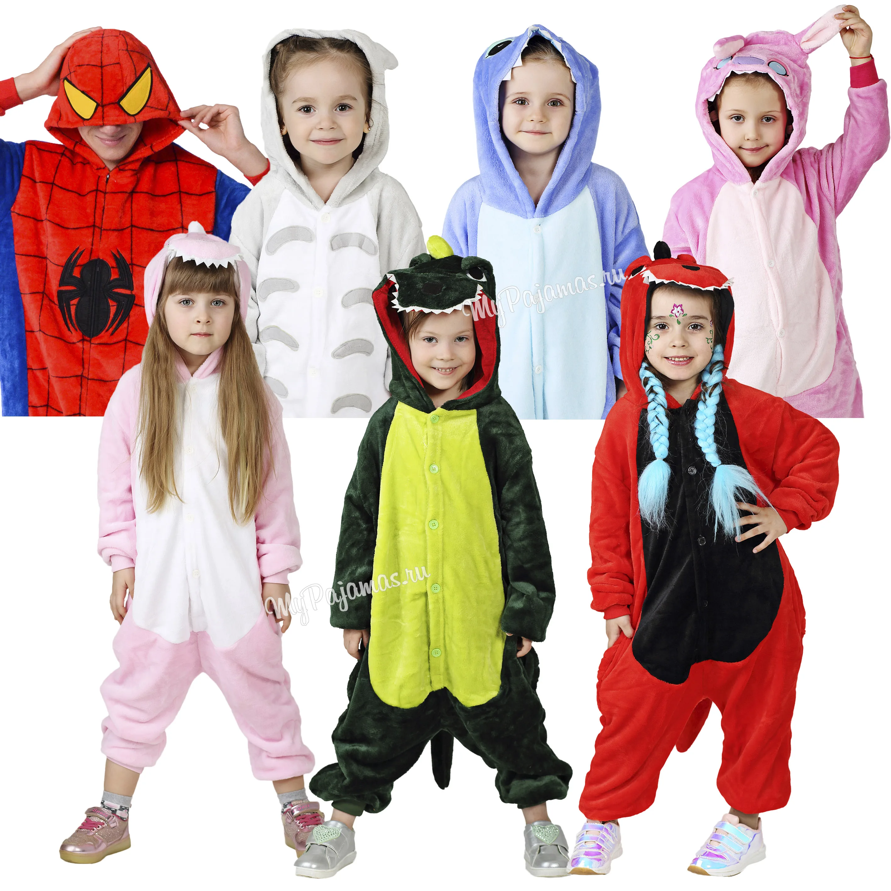 Пижама Кигуруми в виде фантастических персонажей Стич Пикачу Красный Зеленый и