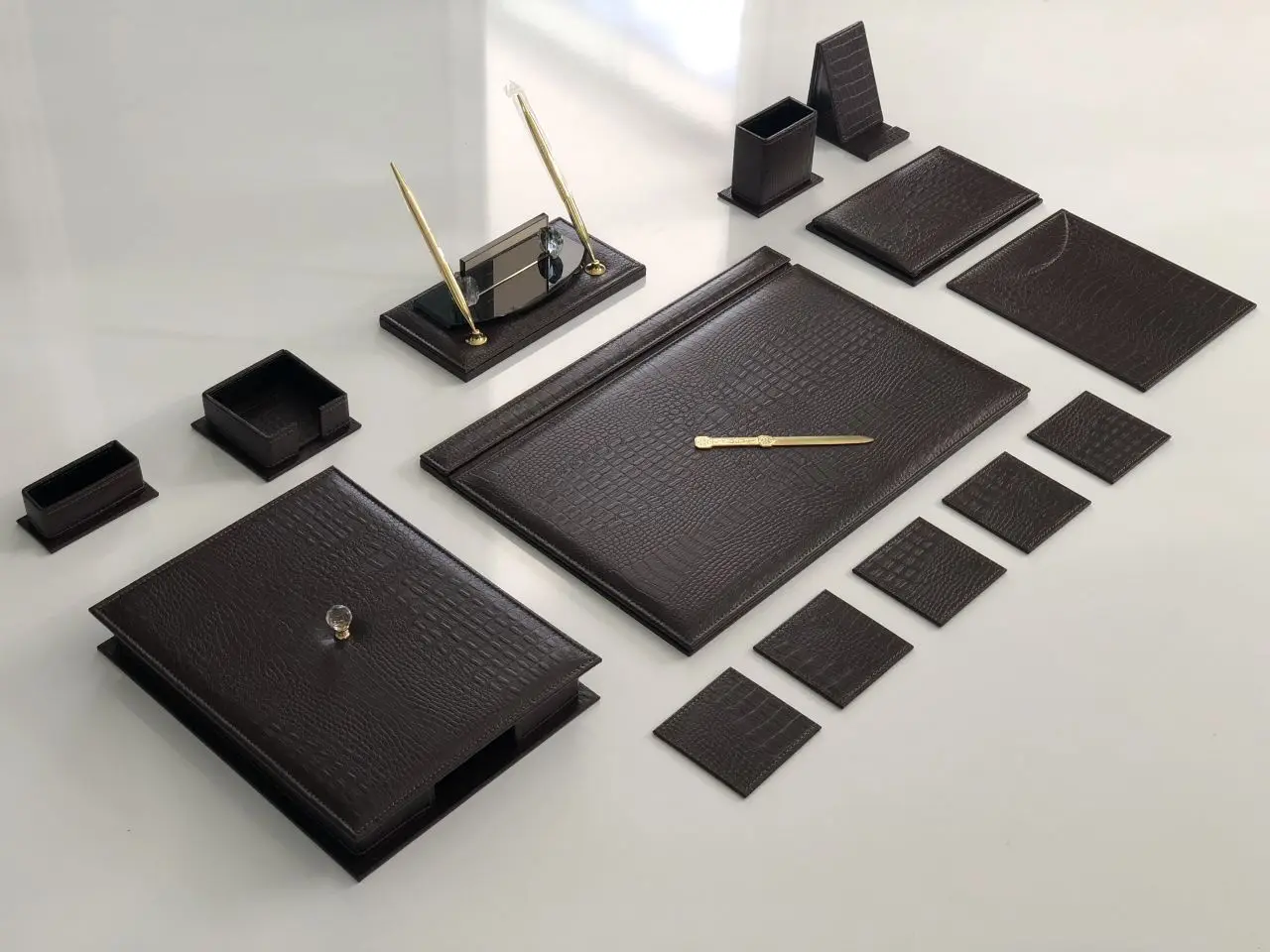 

Coffee Style Leather Velvet Stylish Modern Desk Set Handmade VIP
