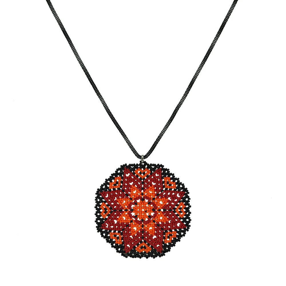 

Mavra Handmade Beaded Round Colorful Mandala Long Chain Necklace Casual Sporty Jewelry for Women