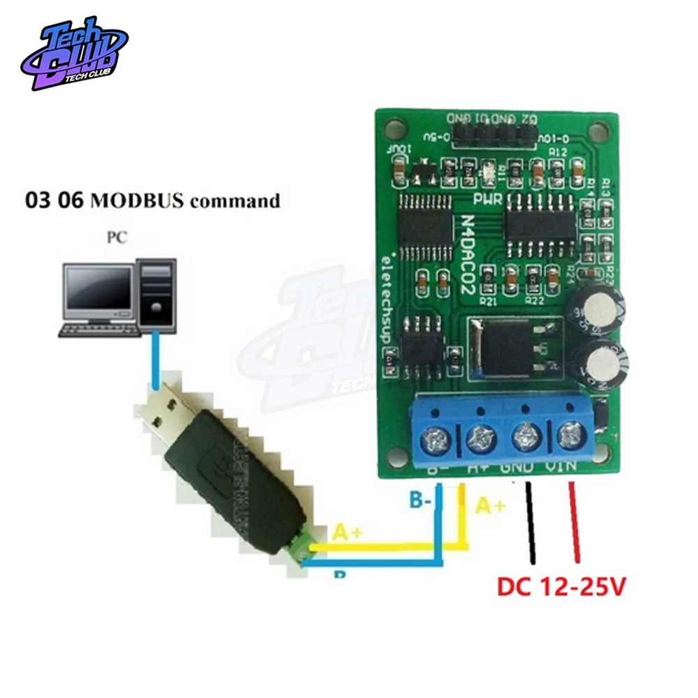 Новый аналоговый преобразователь напряжения 2CH модуль DAC 0 5V 10V PWM В напряжение RS485