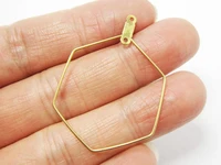 brass ear hoops 40x29x0 7mm hexagon raw brass earrings findings geometic ear wire 20pcs r333