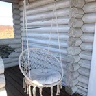 Садовые качели подвесные кресло гамак макраме бохо стиль с подушкой