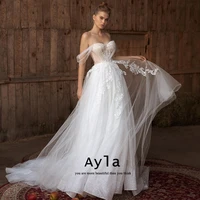 romantic embroidered sweetheart wedding dresses grace vestidos de novia gorgeous a line tulle sweep train bridal gown
