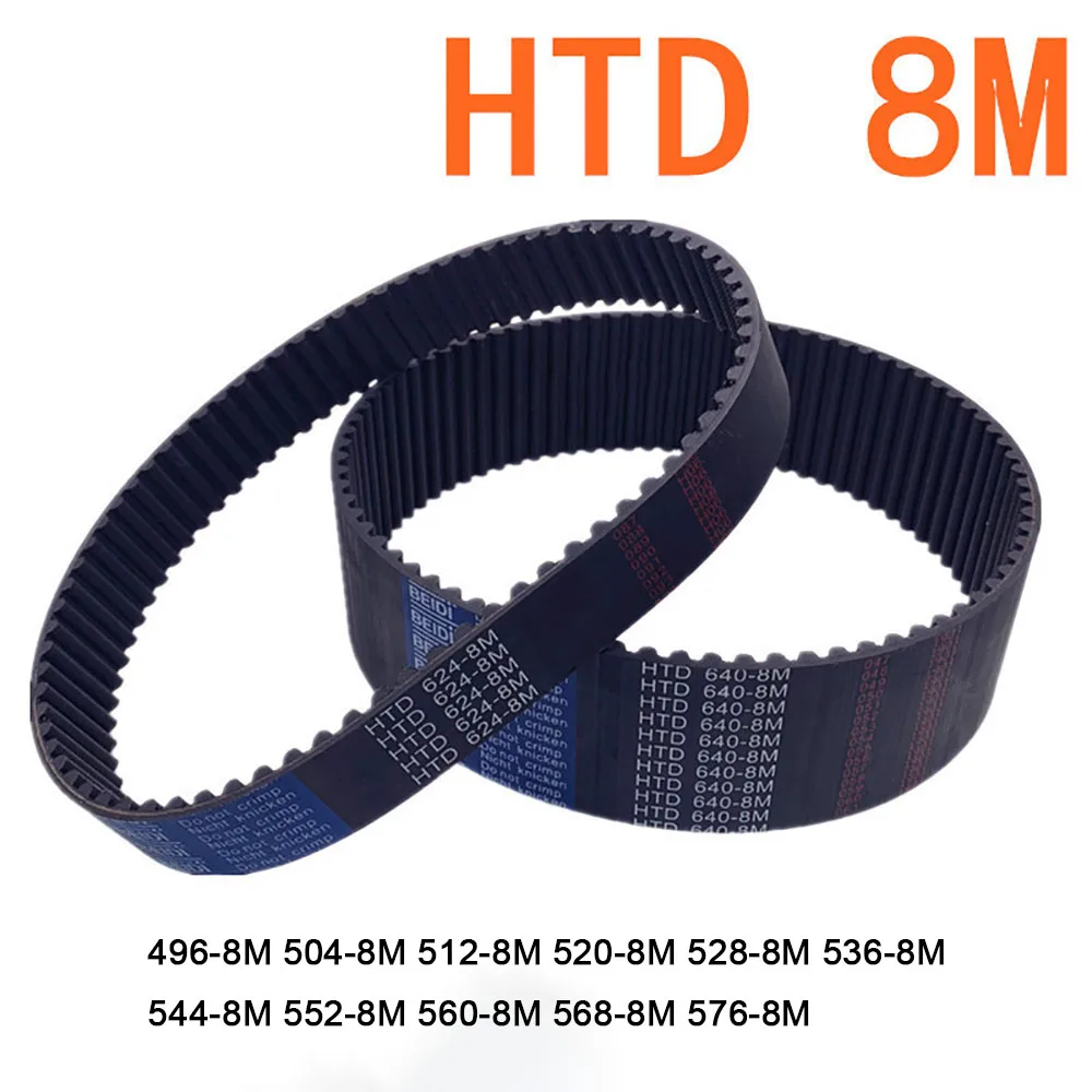 

HTD8M Rubber Timing Belt Perimeter 496 504 512 520 528 536 544 552 560 568 576mm Closed Loop Synchronous Belt Width 15 20 25mm