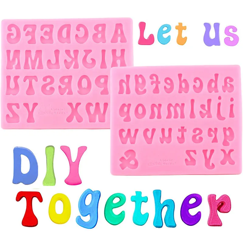 

2set Letter Silicone Molds Birthday Cupcake Topper Fondant Cake Decorating Tools Polymer Candy Clay Chocolate Baking Accessories