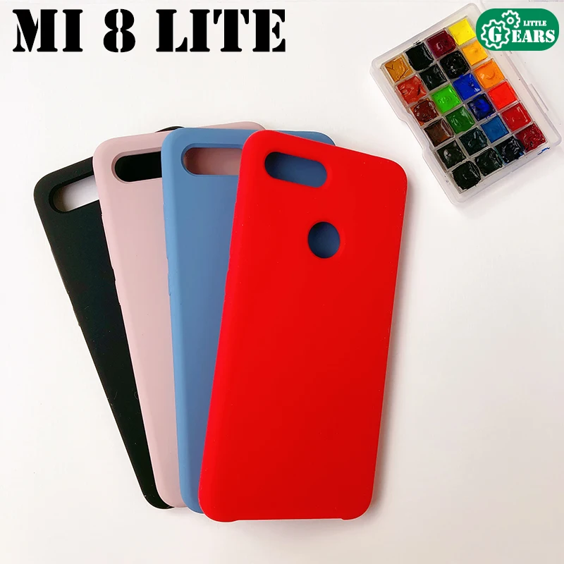 Жидкий силиконовый чехол для Xiaomi Mi 8 lite мягкий защитный высококачественные