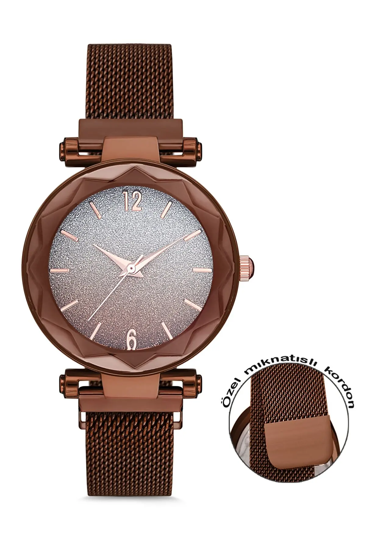 

Brown wicker steel cord elegant women wrist watch