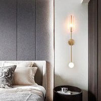 deyidn postmodern gold wall lamp indoor copper glass led wall light bedside sconce for living dining room bedroom background