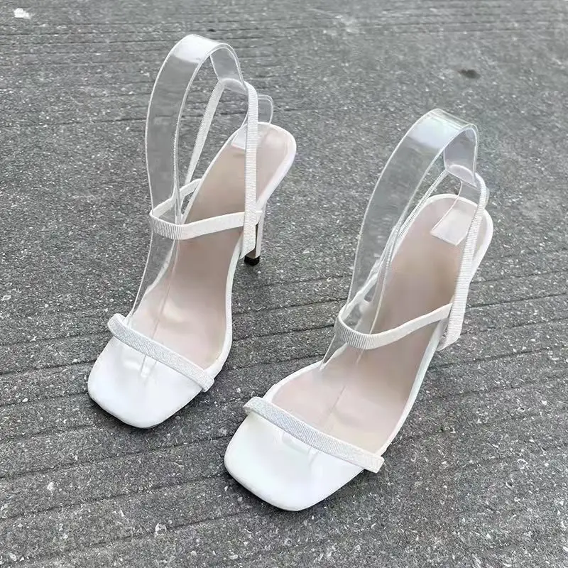 

2022 Women’s Shoes Summer Fashion New High-Heeled t-Strap Solid Color Concise Sandals