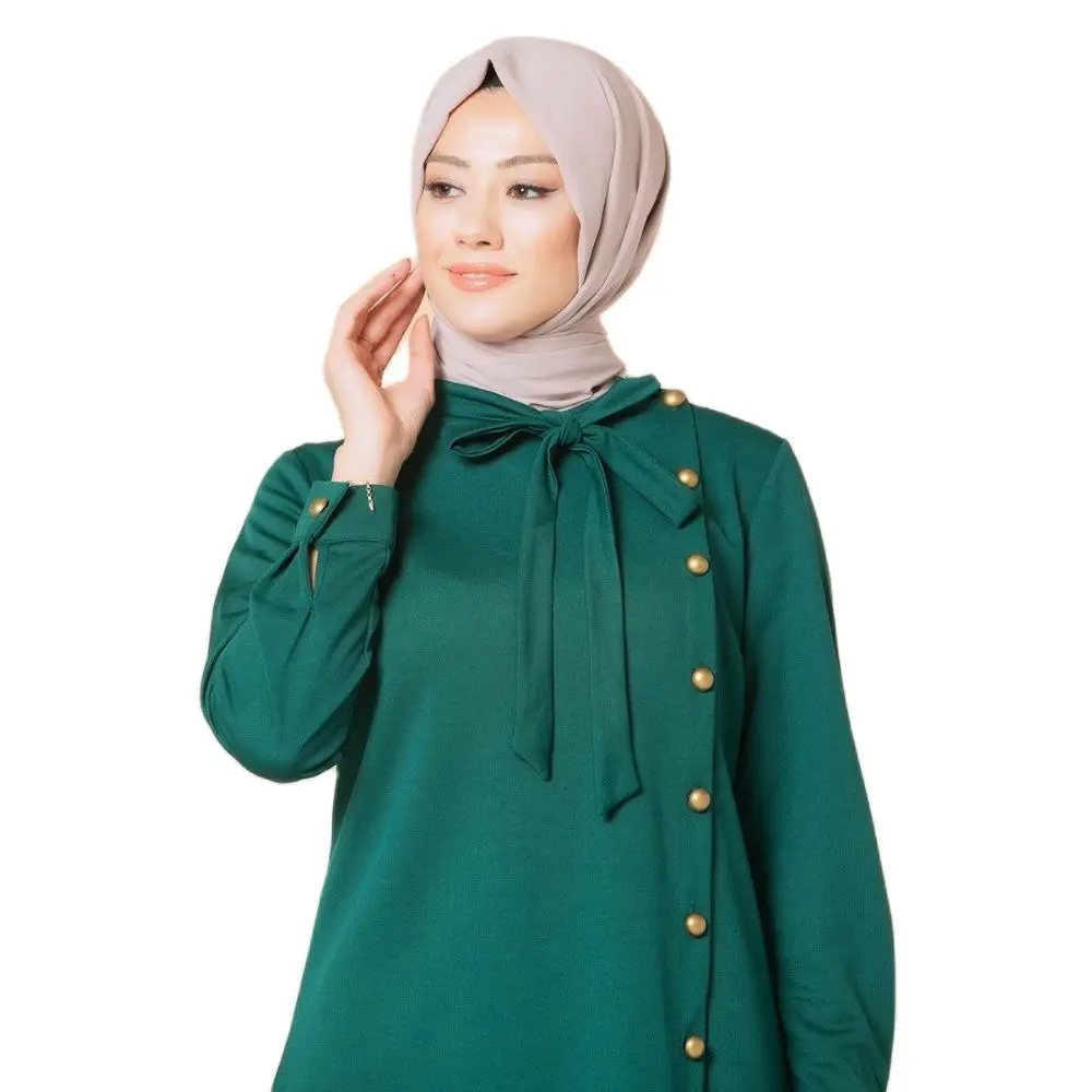 Side Buttoned Double Hijab Combination abayas muslim sets modest clothing turkey dresses for women hijab dress muslim tops islam