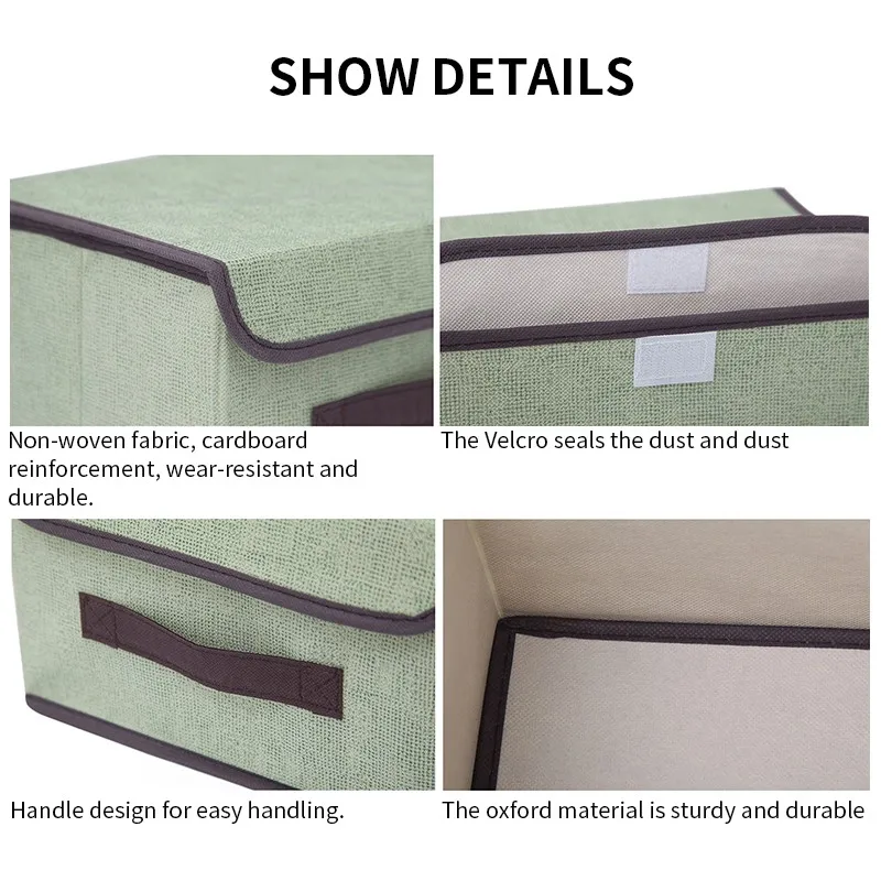

S/L Cotton And Linen Clothing Organizer Storage Box With Cap Dust-proof Wardrobe Organizers For Sundries Toys Storage Boxes Bins