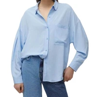 baldauren women 2022 fashion casual loose solid color pocket button lapel long sleeve blouse streetwear
