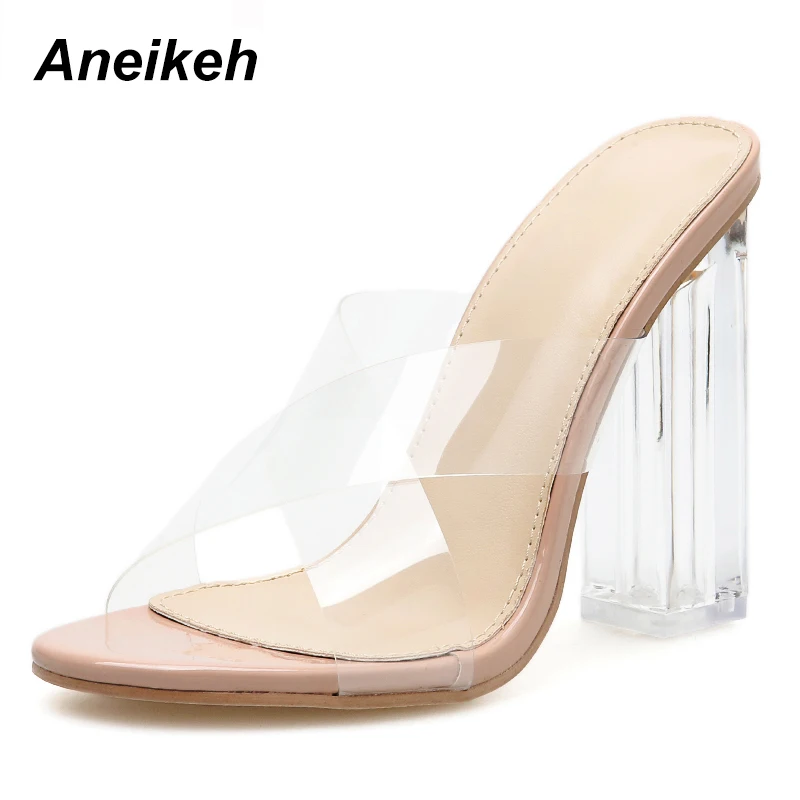 Apricot Aneikeh/новая обувь; женские босоножки из пвх; Желейный кристалл; пикантные прозрачные летние босоножки на высоком каблуке; туфли-лодочки; размер 41, 42 - Цвет: Apricot
