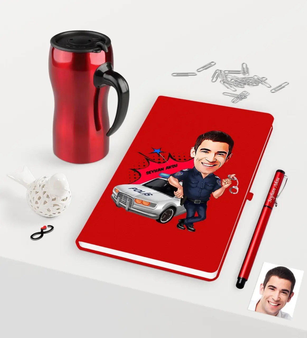 

Персонализированные мистер ГАИ карикатура красная ручка для записной книжки термос кружка набор-1 надежный современный простой подарок ин...