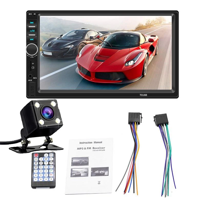 With Camera 7 дюймов сенсорный экран авто радио 2 DIN Bluetooth стерео автомобильный Радио 2Din мультимедиа MP5 плеер FM AUX USB камера заднего вида 7018B - Цвет: With Camera