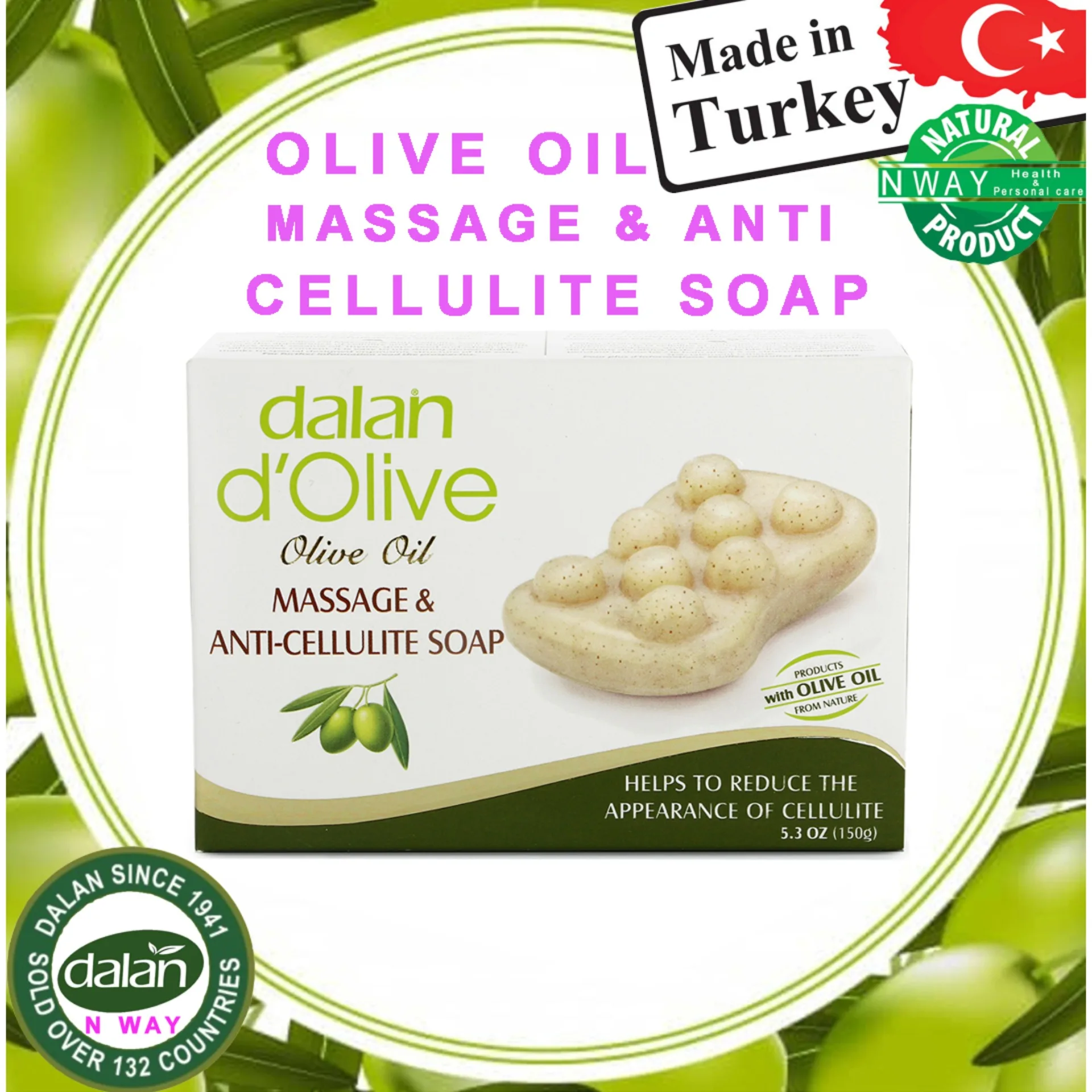 

Dalan Olive Oil Massage & Anti-Cellulite Soap 150 Grams