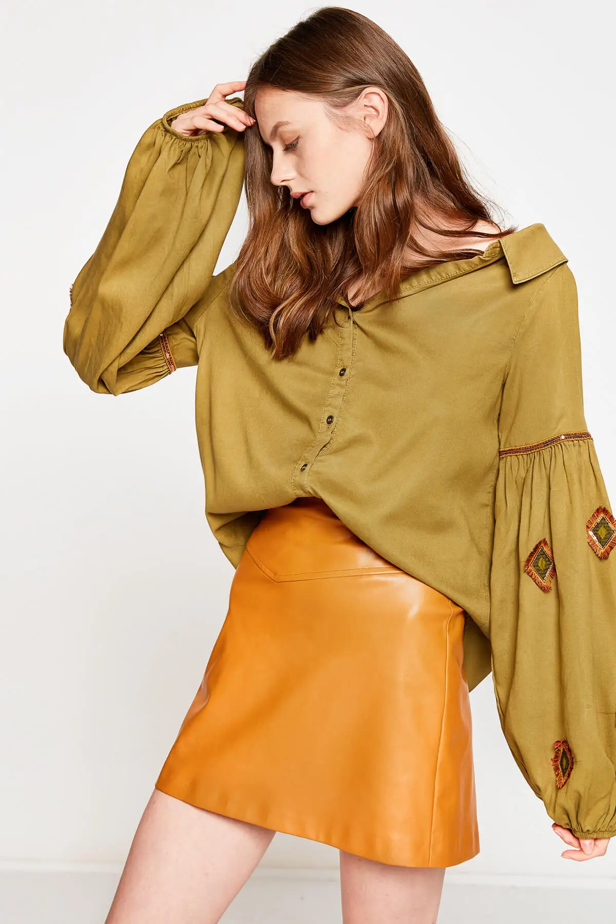 Женская зеленая рубашка Koton 8 KAK63884QW| |