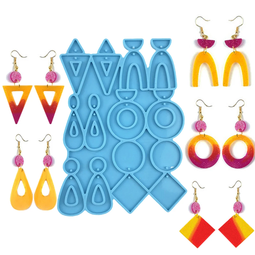 

Earrings Silicone Mould Ear Studs Dangle Casting Epoxy Resin Mold Earring Hooks Pendants Mold for DIY Crafts Jewelry Making Tool