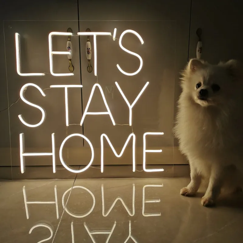 Custom Neon Sign Let's Stay Home Neon Sign Custom Among US Neon Sign Home Room Wall Decoration Wall Art Decor