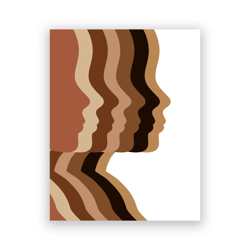 

Modern Equality Multi Cultural Diversity Poster Abstract Face Earth Tone Print Love Come Together Wall Art Canvas Painting Decor